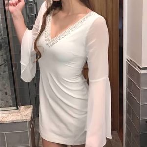 White long sleeve mini dress